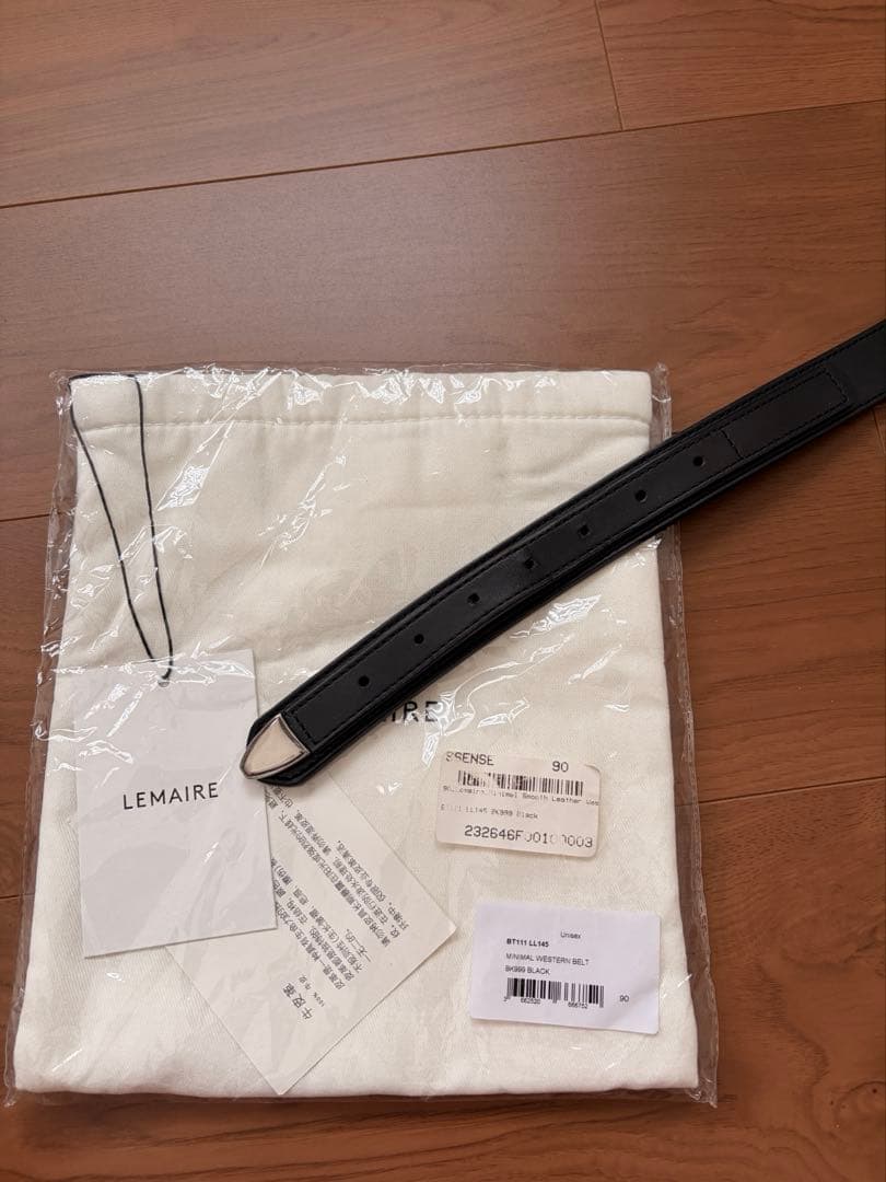小物 LEMAIRE MINIMAL WESTERN BELT BLACK 90