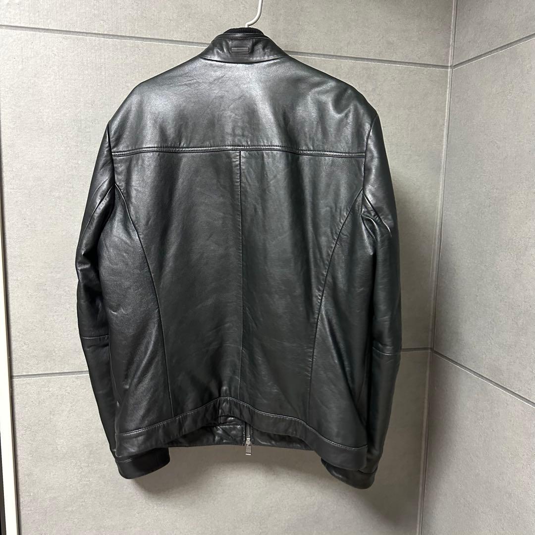 HUGO BOSSレザー シングルライダース　ジャケット