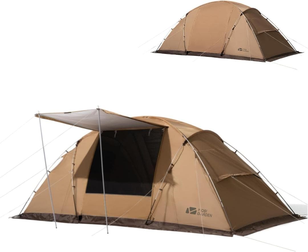 MOBI GARDEN テント 3-4人用 ファミリーテント 自立式 2ルーム