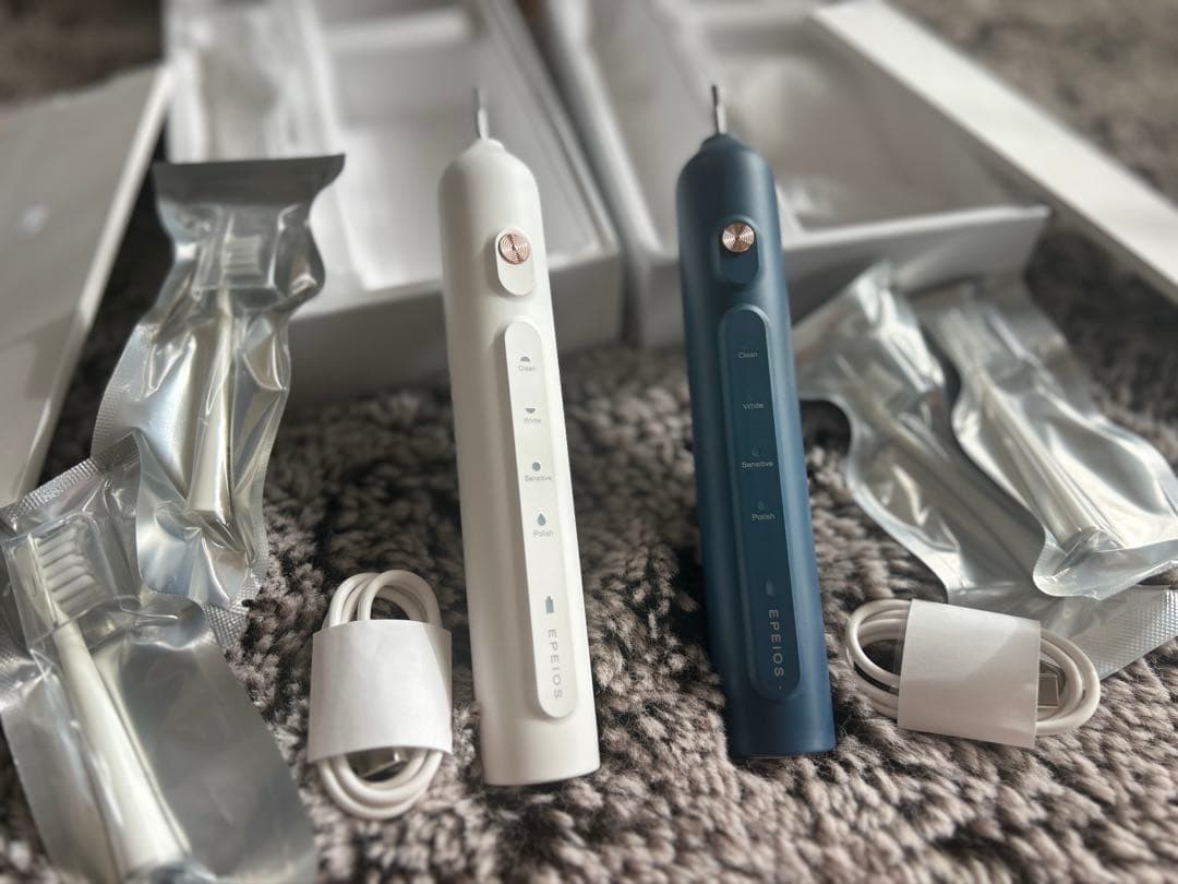 Okare! PRO｜音波電動歯ブラシ 本体 ホワイトとデニムブルー 2個セット