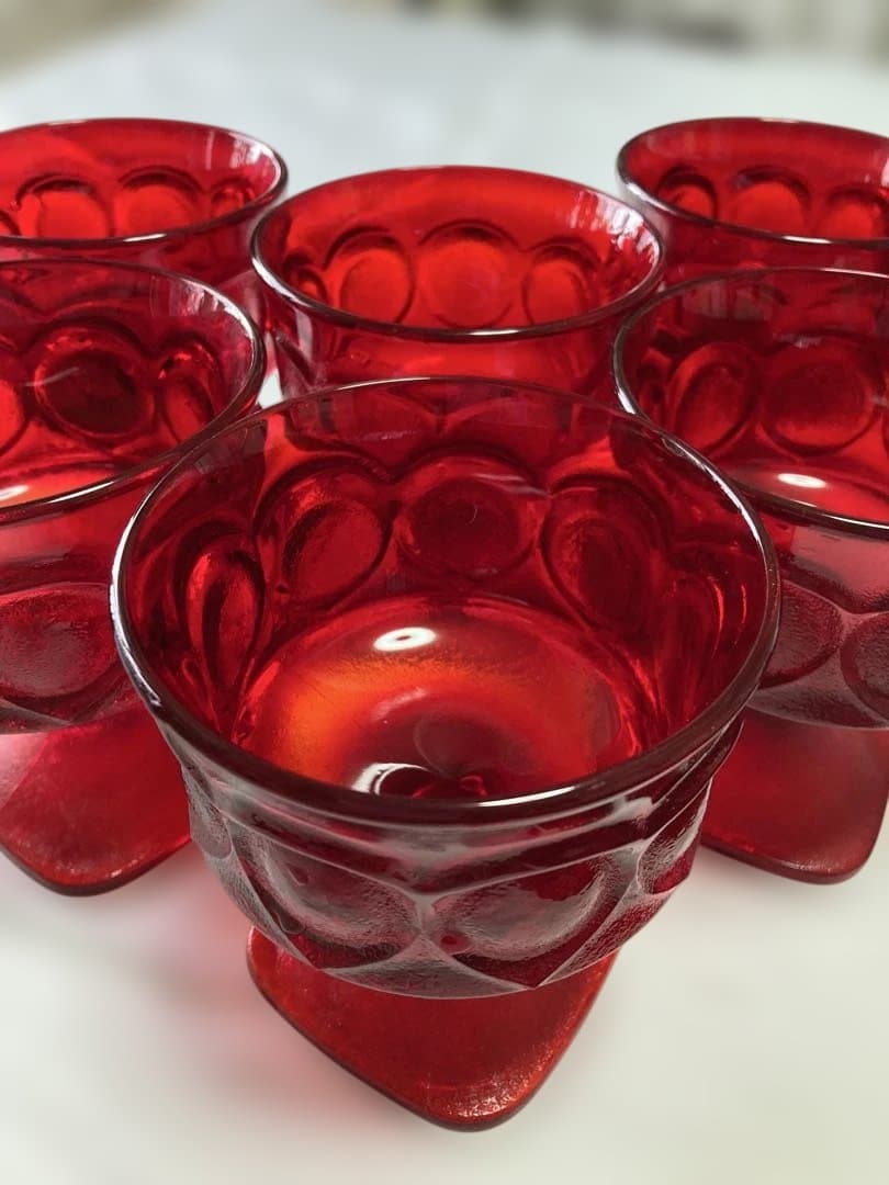 レッドシャーベットグラス　6個セット