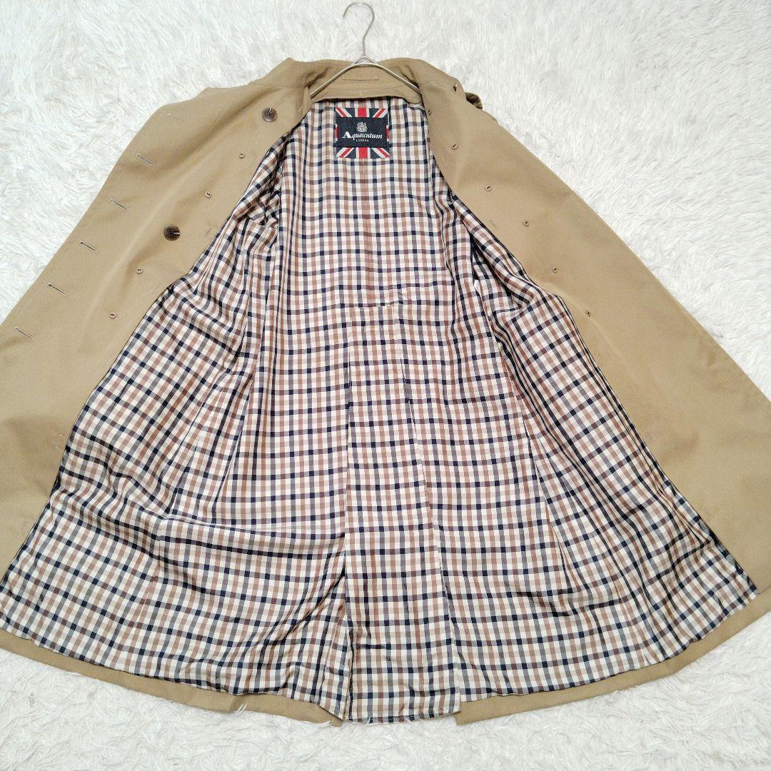 【美品】アクアスキュータム☆現行　ユニオンジャック　チェック　トレンチコート