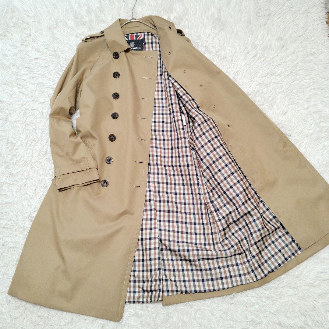 【美品】アクアスキュータム☆現行　ユニオンジャック　チェック　トレンチコート