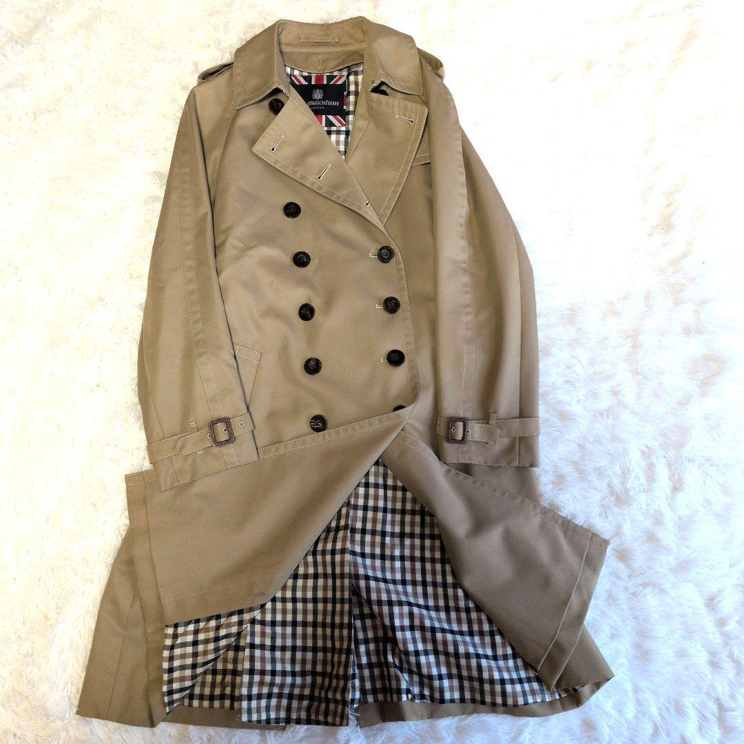 【美品】アクアスキュータム☆現行　ユニオンジャック　チェック　トレンチコート