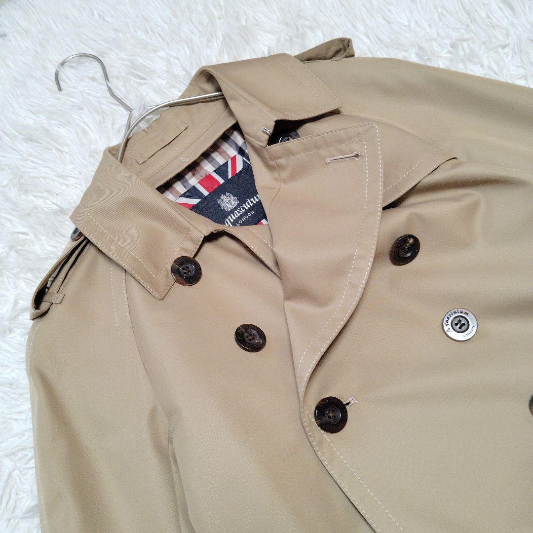 【美品】アクアスキュータム☆現行　ユニオンジャック　チェック　トレンチコート