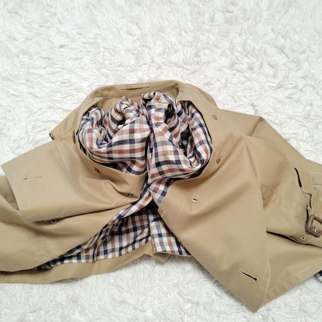 【美品】アクアスキュータム☆現行　ユニオンジャック　チェック　トレンチコート