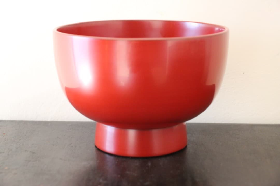 未使用・箱入　佐藤阡朗（せんろう）　大朱椀　朱塗　漆器