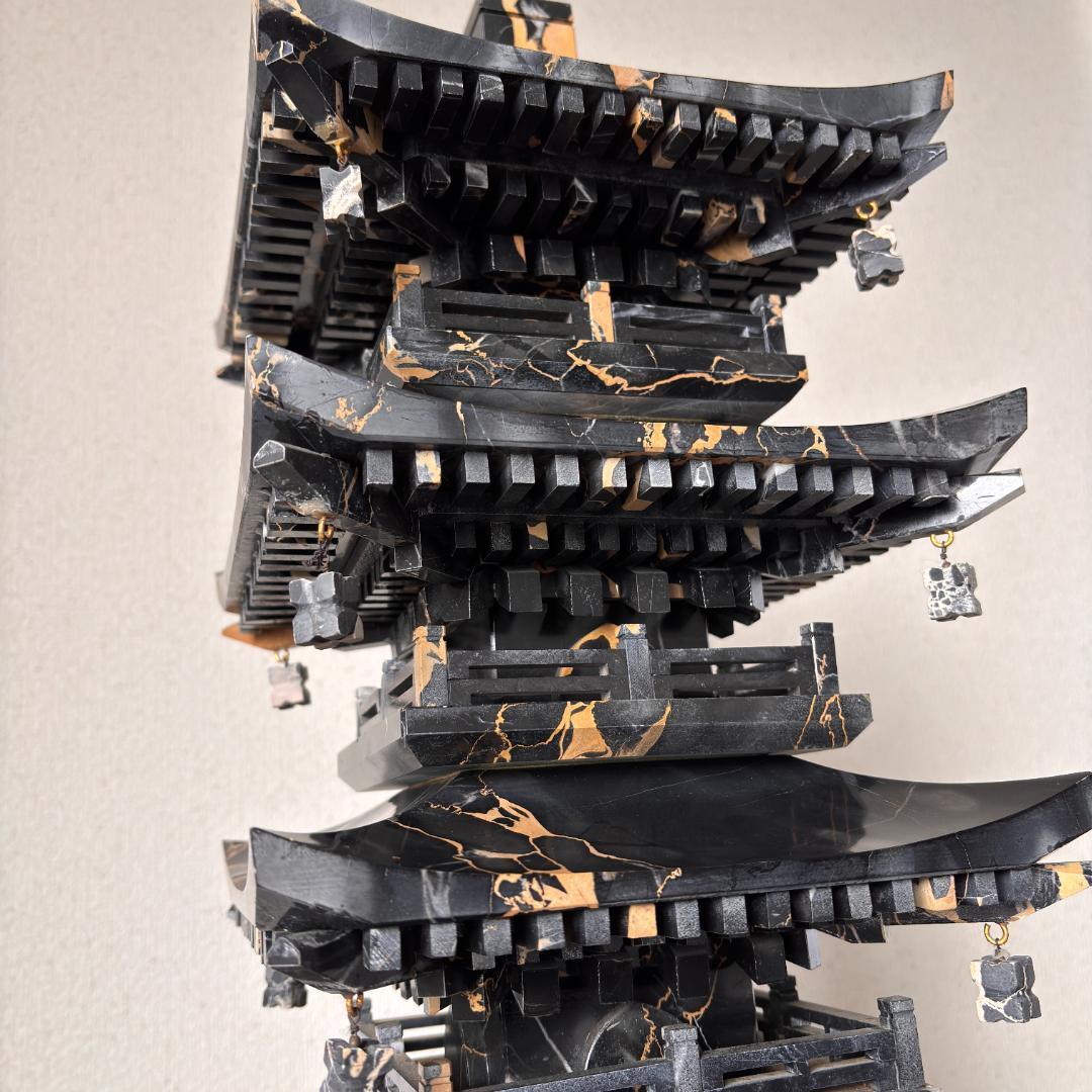 国宝 瑠璃光寺五重塔 イタリア産大理石ポルトロ 高さ約92cm 重さ約40kg