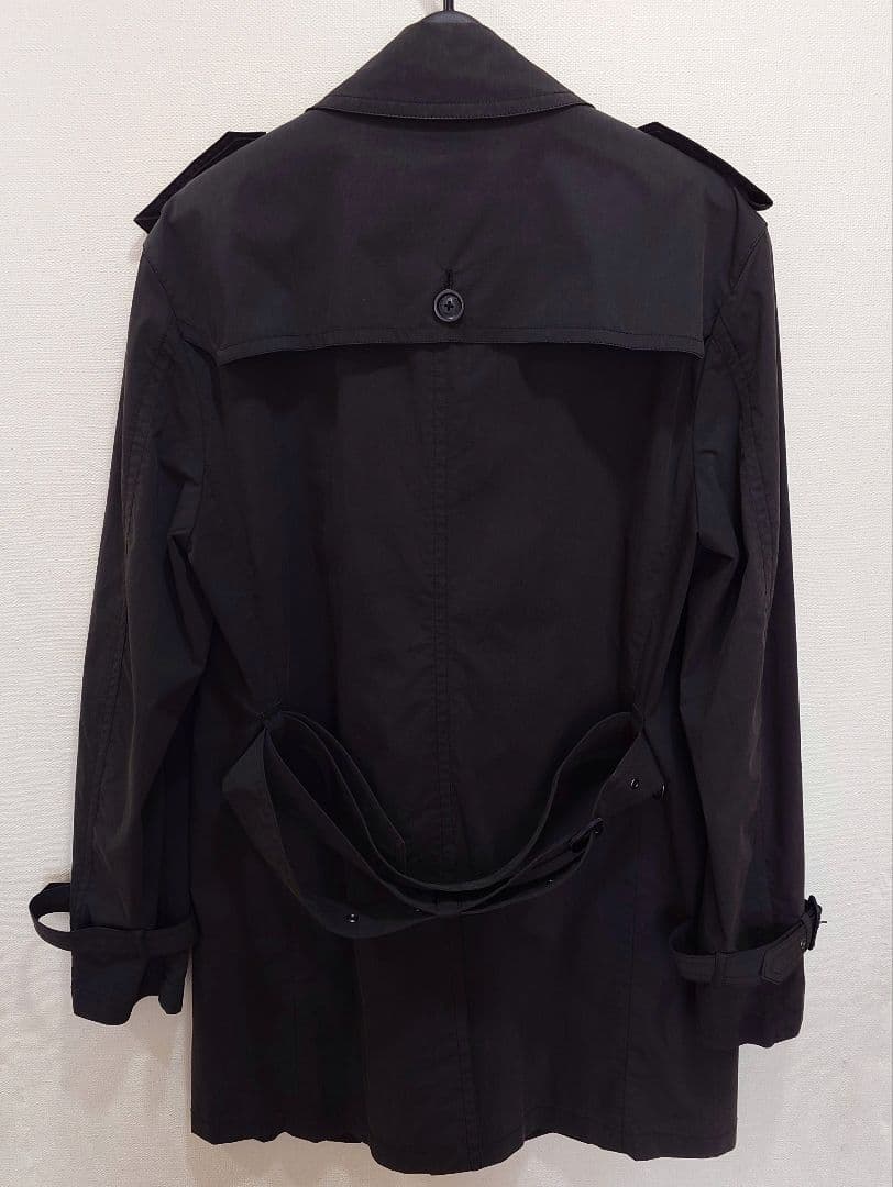 【美品】バーバリーブラックレーベル トレンチコート 黒 LL 薄手 春物