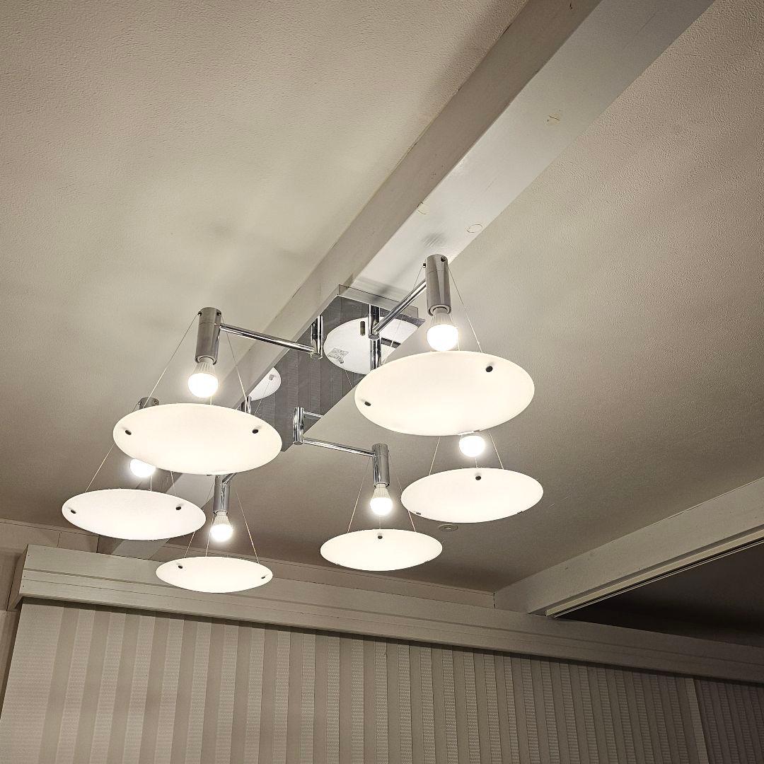 【美品】モダンシャンデリア 6灯 ホワイト