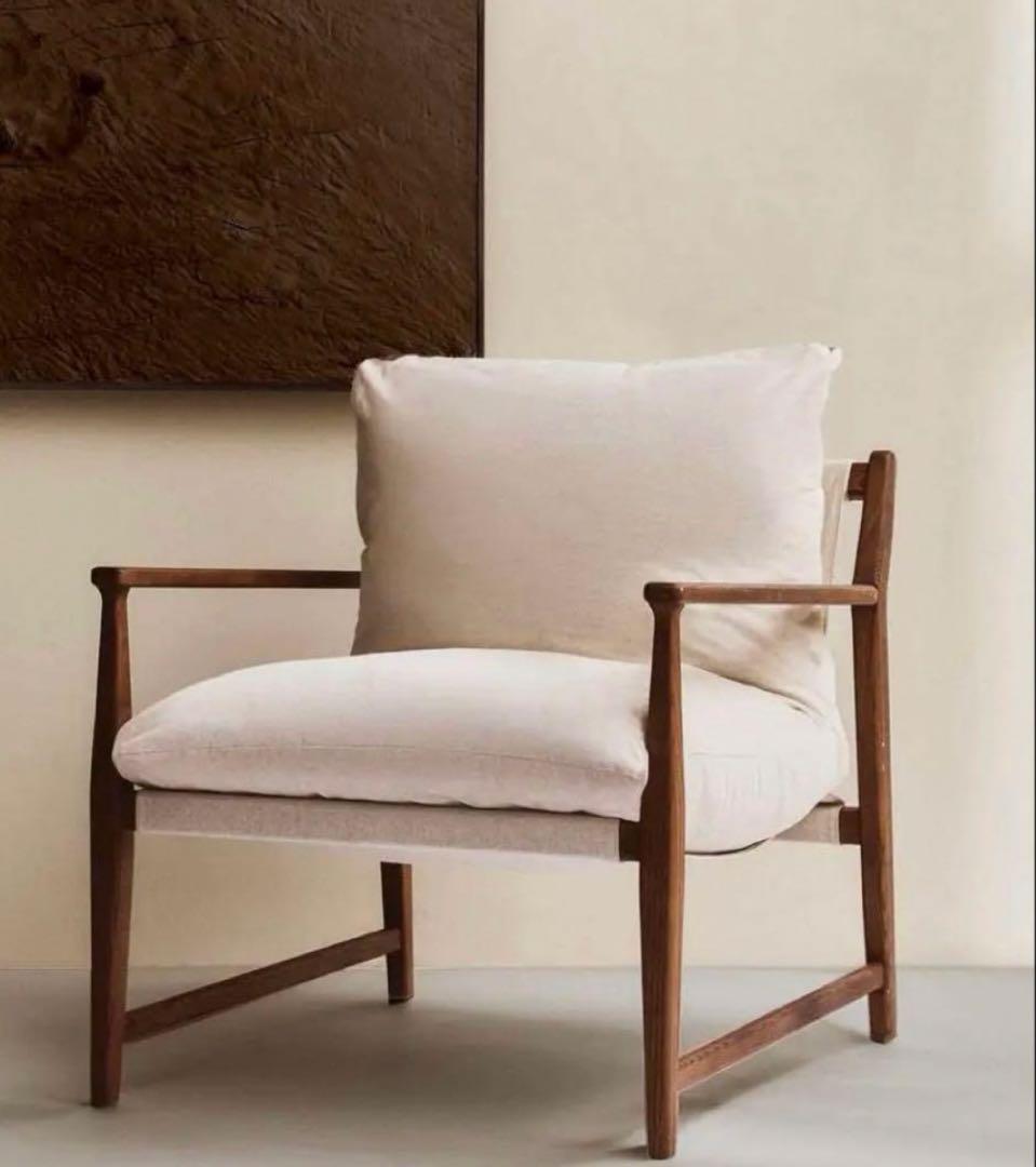 ZARA  デタッチャブルクッション ウッドアームチェア　美品 nk01