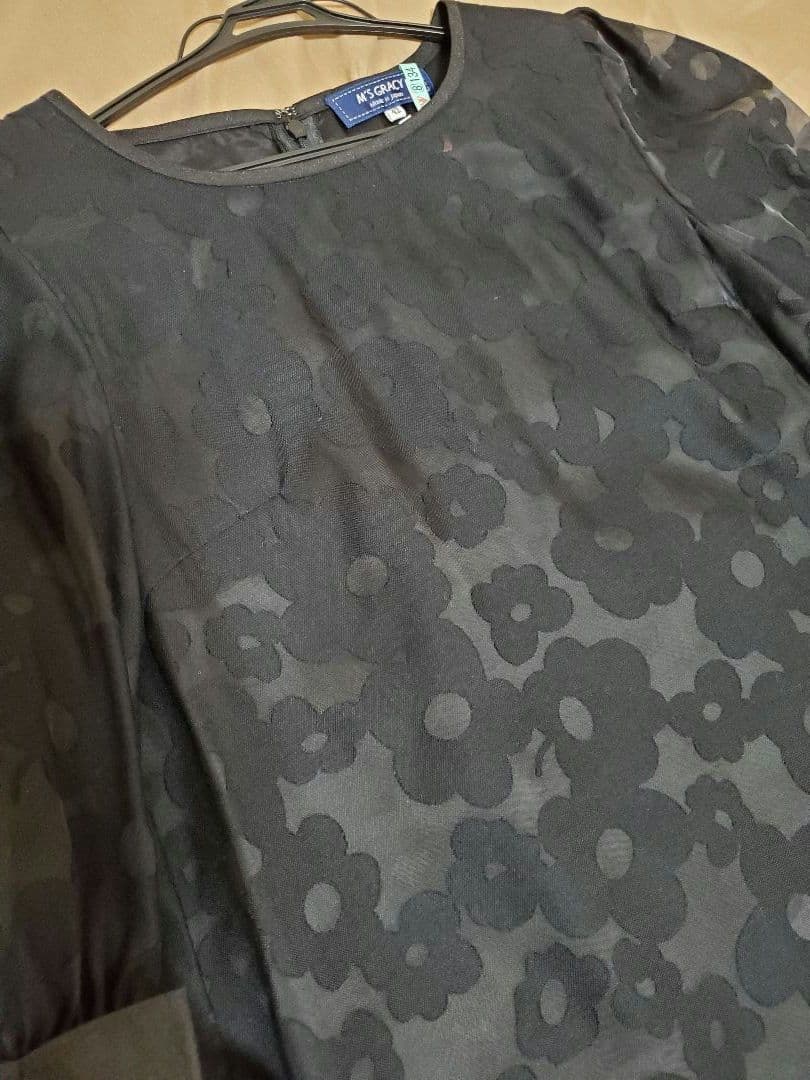 お値下げしました！エムズグレイシー♡ リボン付きワンピース　ブラック　42