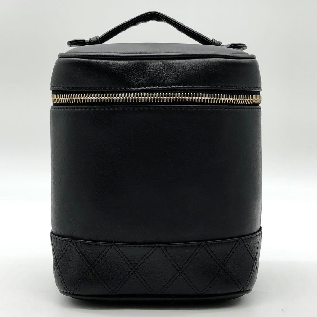 シャネル バニティバッグ ビコローレ ココマーク ゴールド金具 ラムスキン 黒