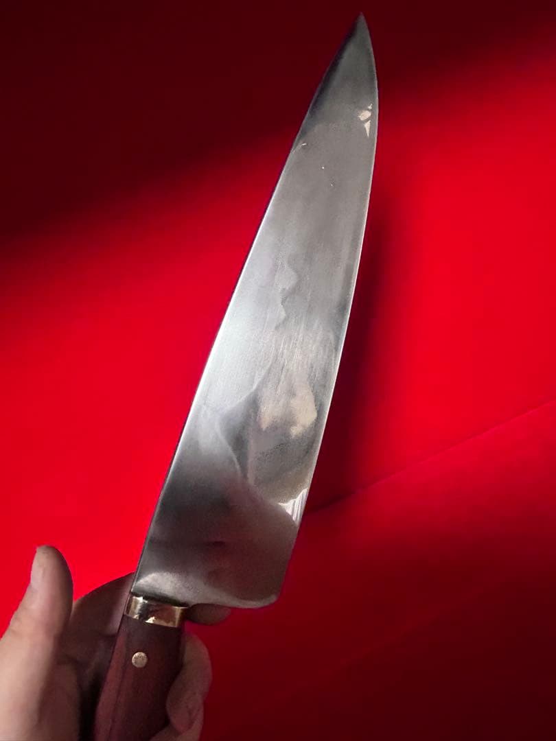 01473 包丁　洋牛刀　本焼　富士山波紋　スウェーデン鋼K990 鏡面仕上げ