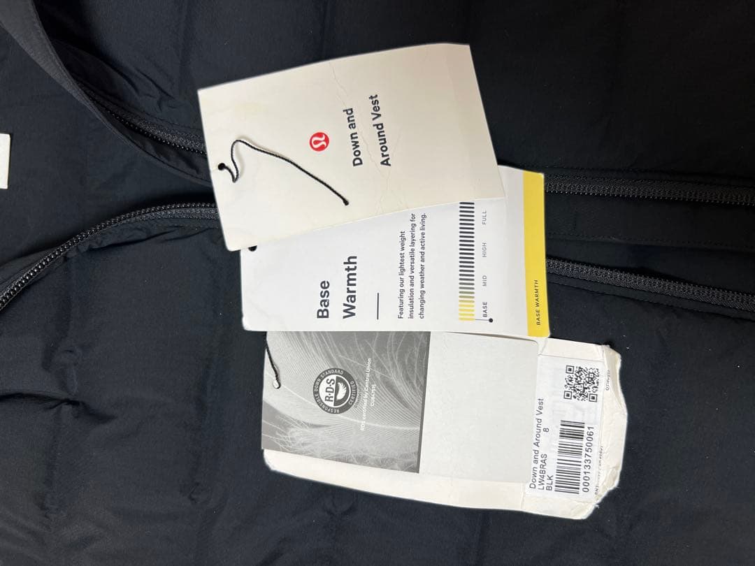 LuLuemon Down and Around ベスト ブラック サイズ8