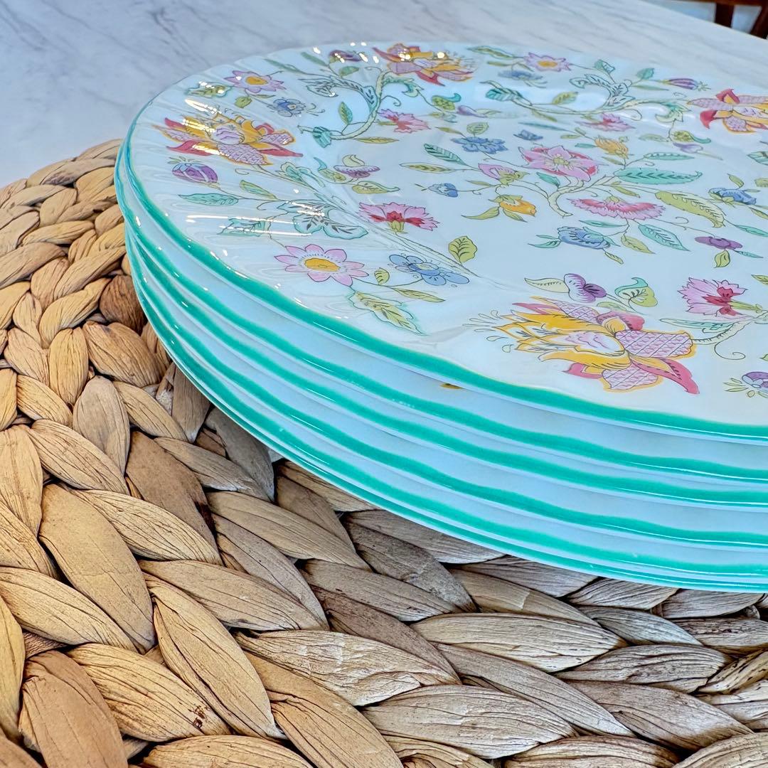 【美品】ハドンホール　グリーン　23cm 皿 ６枚セット ミントン