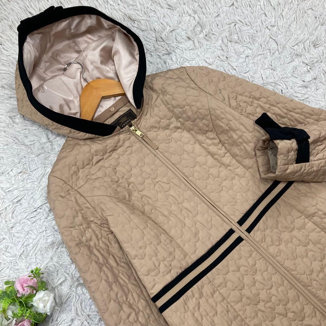 TOCCA トッカ 中綿入り フーディー キルティングコート 袖リボン