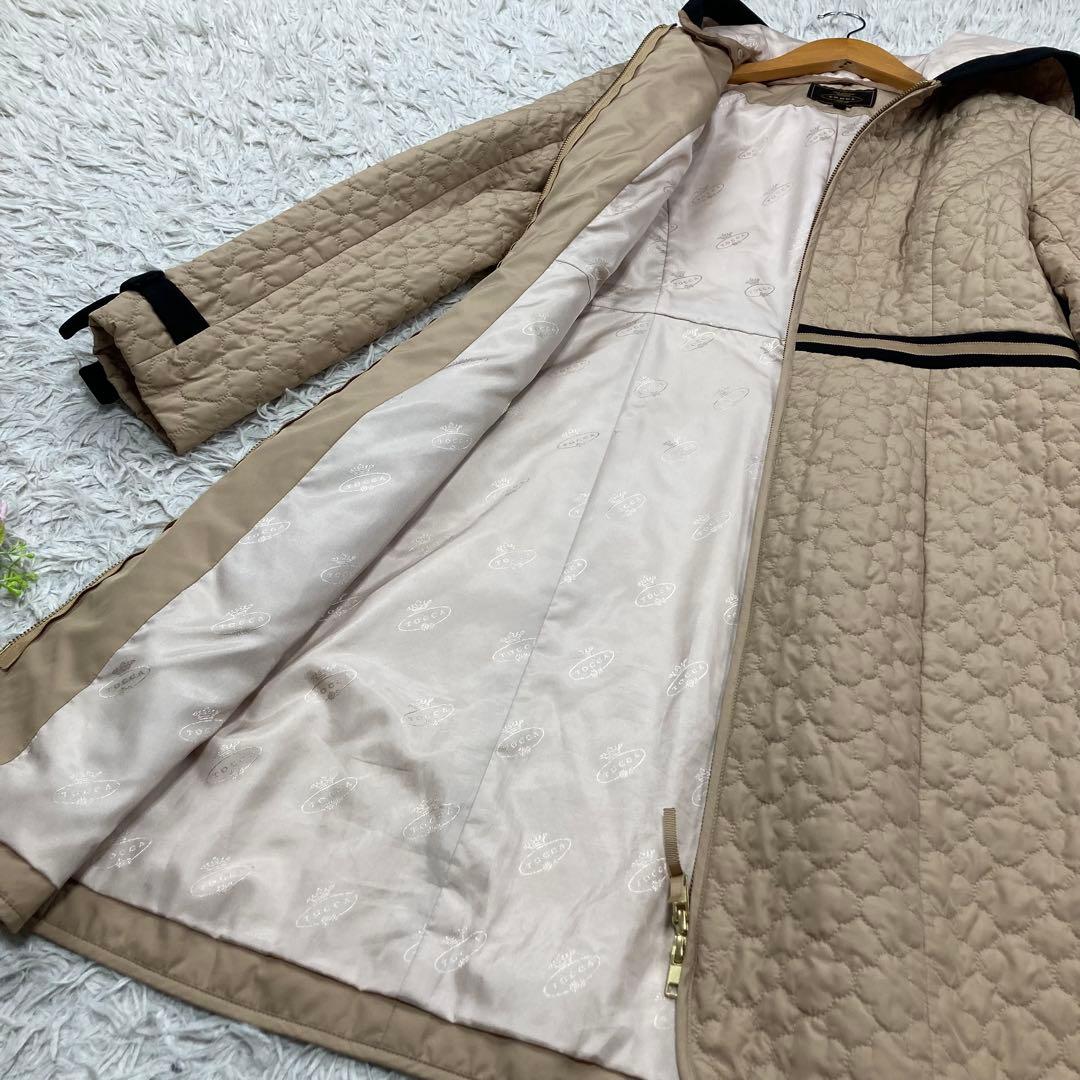 TOCCA トッカ 中綿入り フーディー キルティングコート 袖リボン