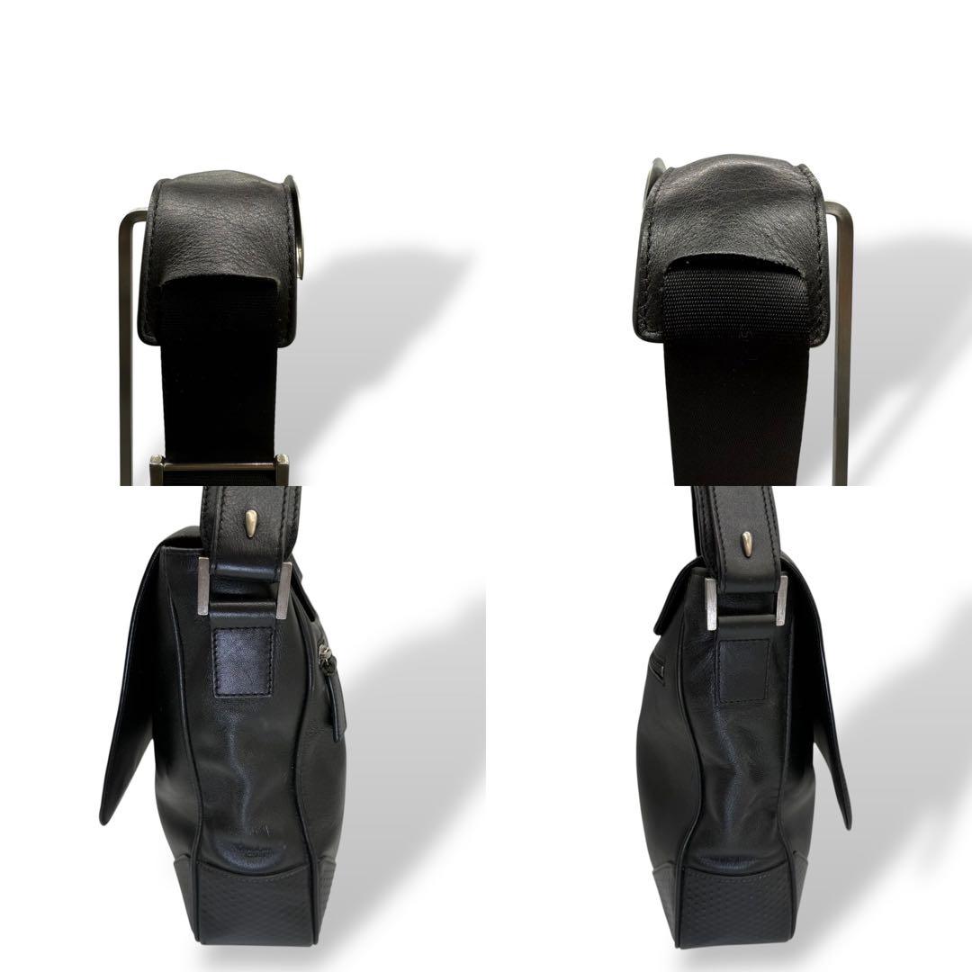 dunhill ダンヒル ショルダーバッグ レザー フラップ クロスボディ 黒