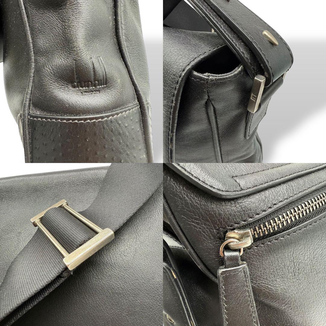 dunhill ダンヒル ショルダーバッグ レザー フラップ クロスボディ 黒