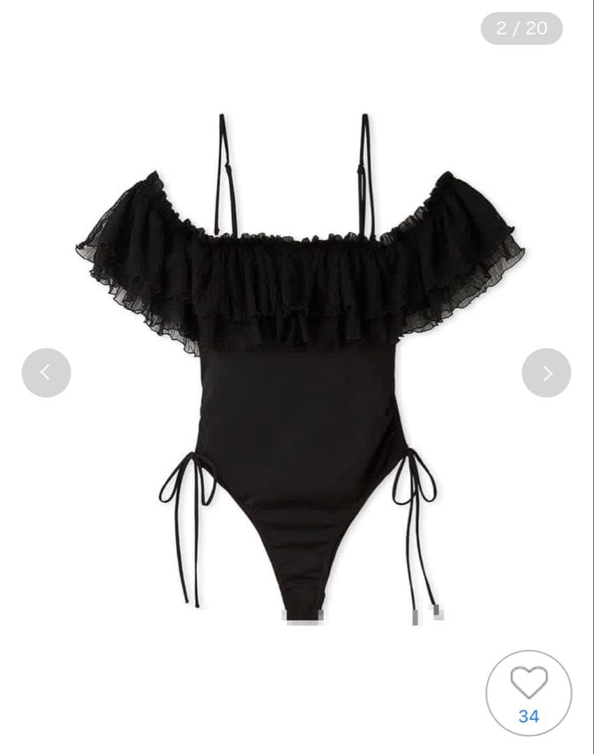 snidel スナイデル　フリルワンピスイムウェア　水着　ブラック　オフショル