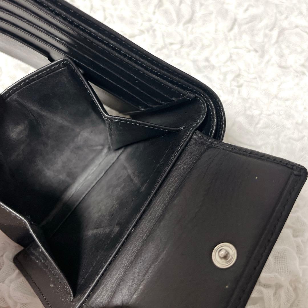 箱付美品✨LOEWE アナグラム　レザー 二つ折り財布　ロエベ　小銭入れ付　黒