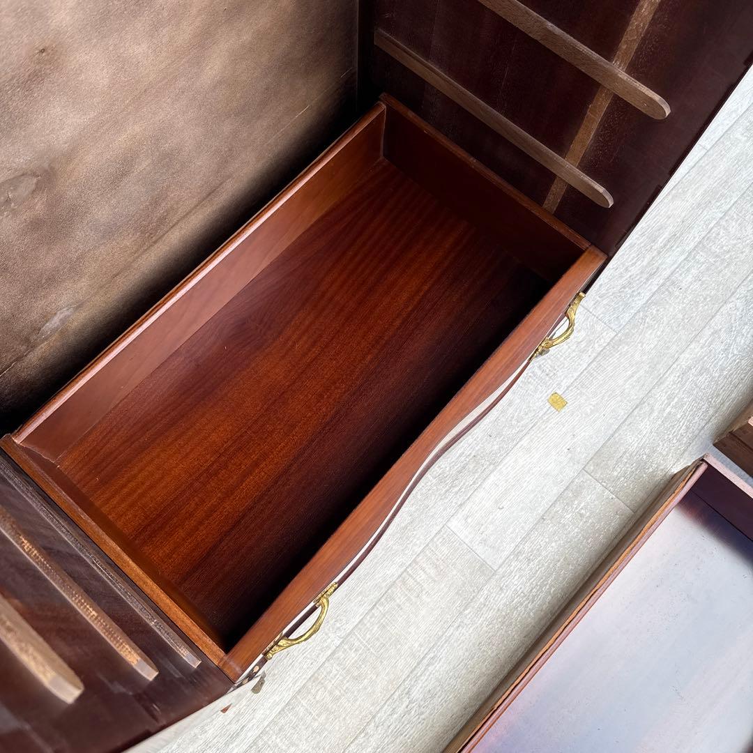 イタリア　7段　7杯　ハイチェスト　猫脚　象嵌細工