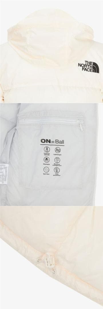 L/クリーム/韓国ヌプシ ダウンジャケット/レディース/ザノースフェイス/白近い
