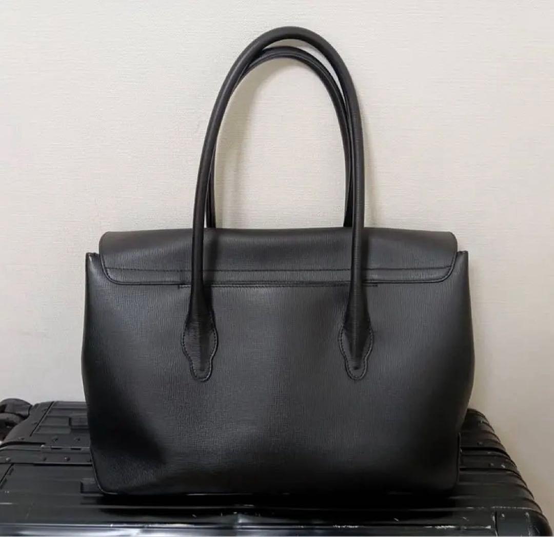 【FARO 】ブラック レザー　フラップトートバッグ