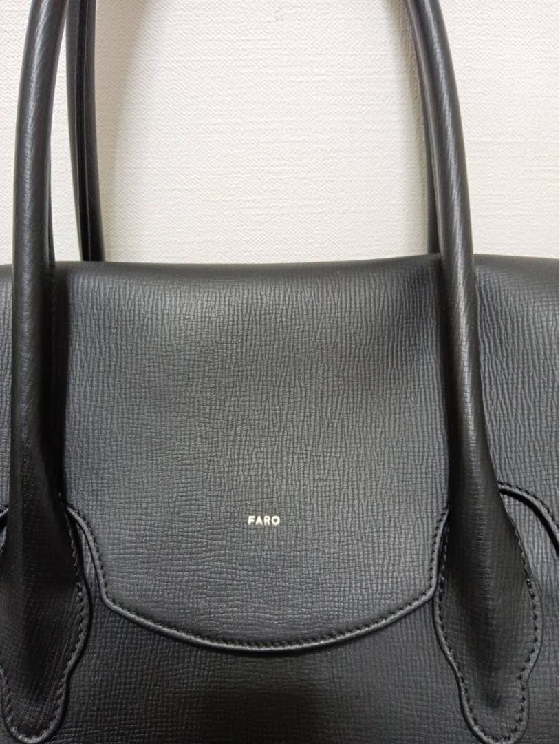 【FARO 】ブラック レザー　フラップトートバッグ