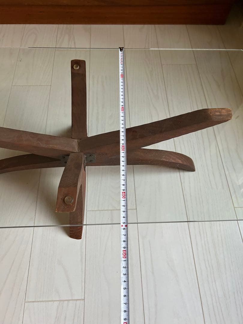 ビンテージ　ガラス天板 カフェテーブル