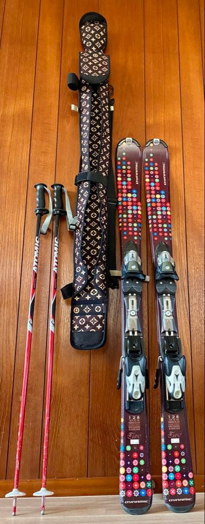 DYNAMIC ミッドスキー 128cm&収納ケース付き&ストックセット