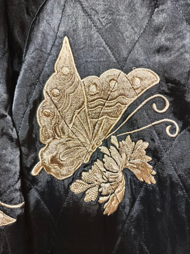 リバーシブル スカジャン刺繍 和柄 猪鹿蝶 花札 メンズ レーヨン