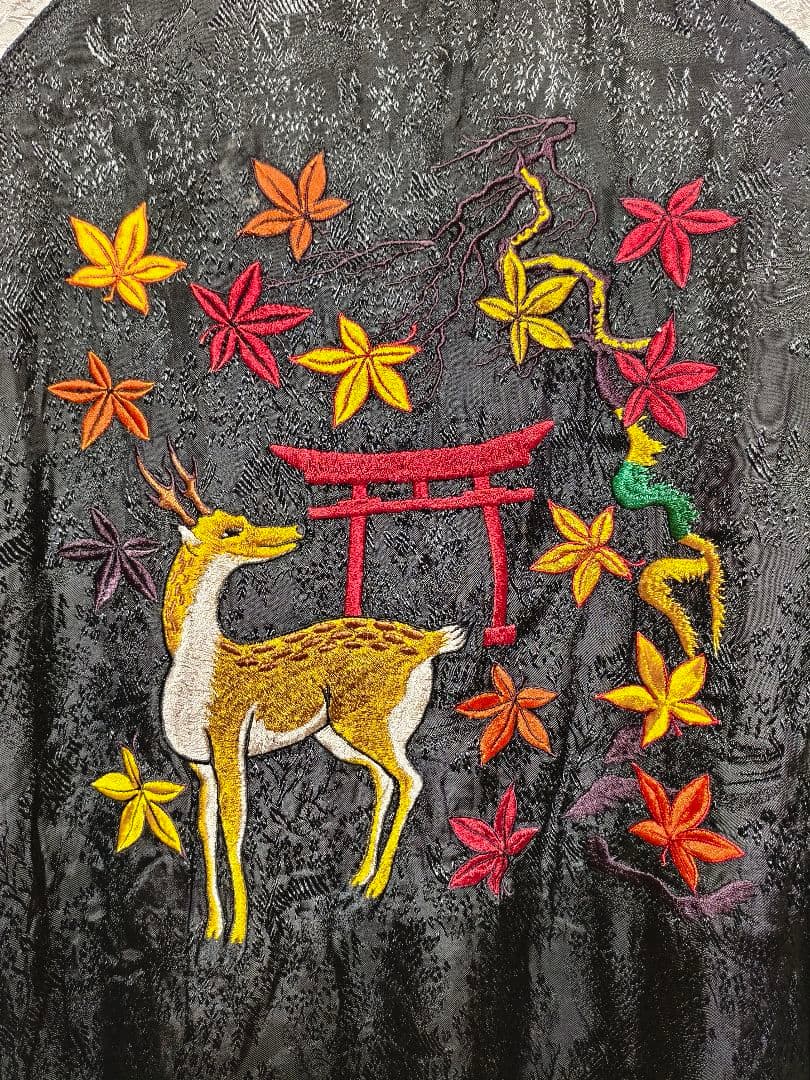 リバーシブル スカジャン刺繍 和柄 猪鹿蝶 花札 メンズ レーヨン