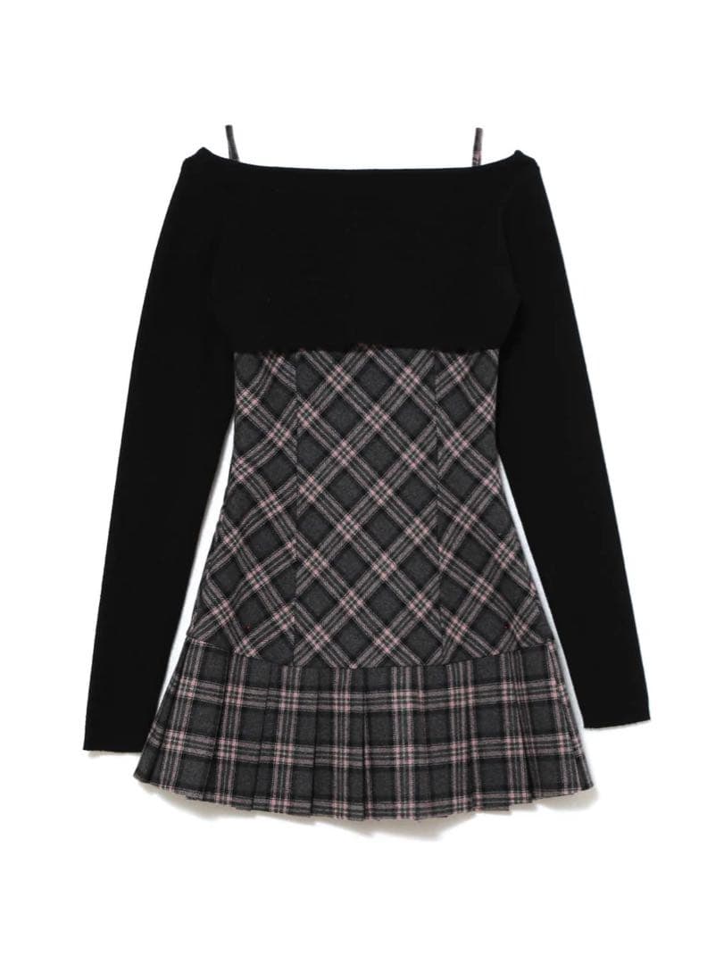 ワンピース andmary Selena check mini dress / gray