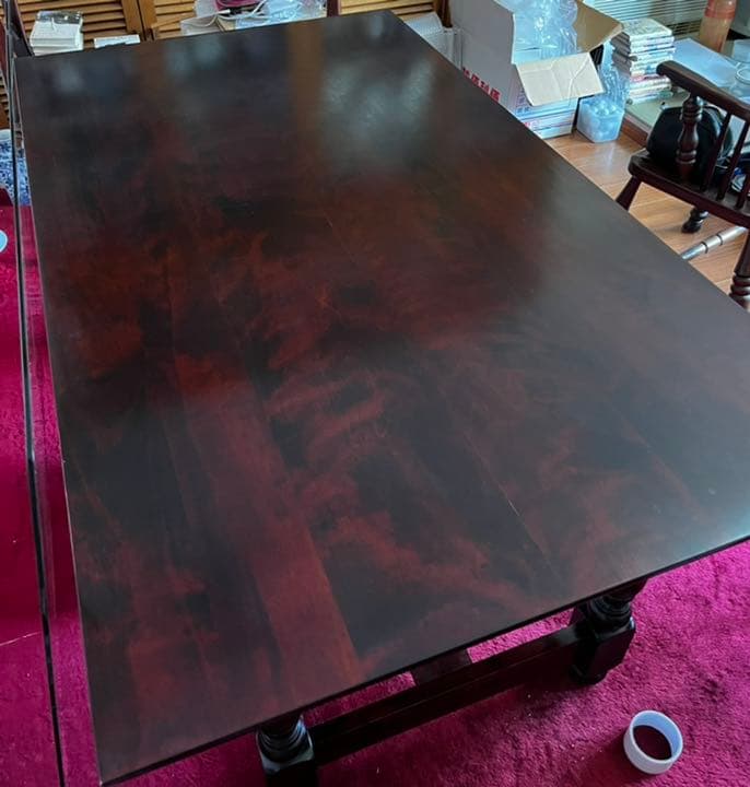 九州民藝家具⑤ ダイニングテーブル　桜ムク材　経年変化によるいい色合い