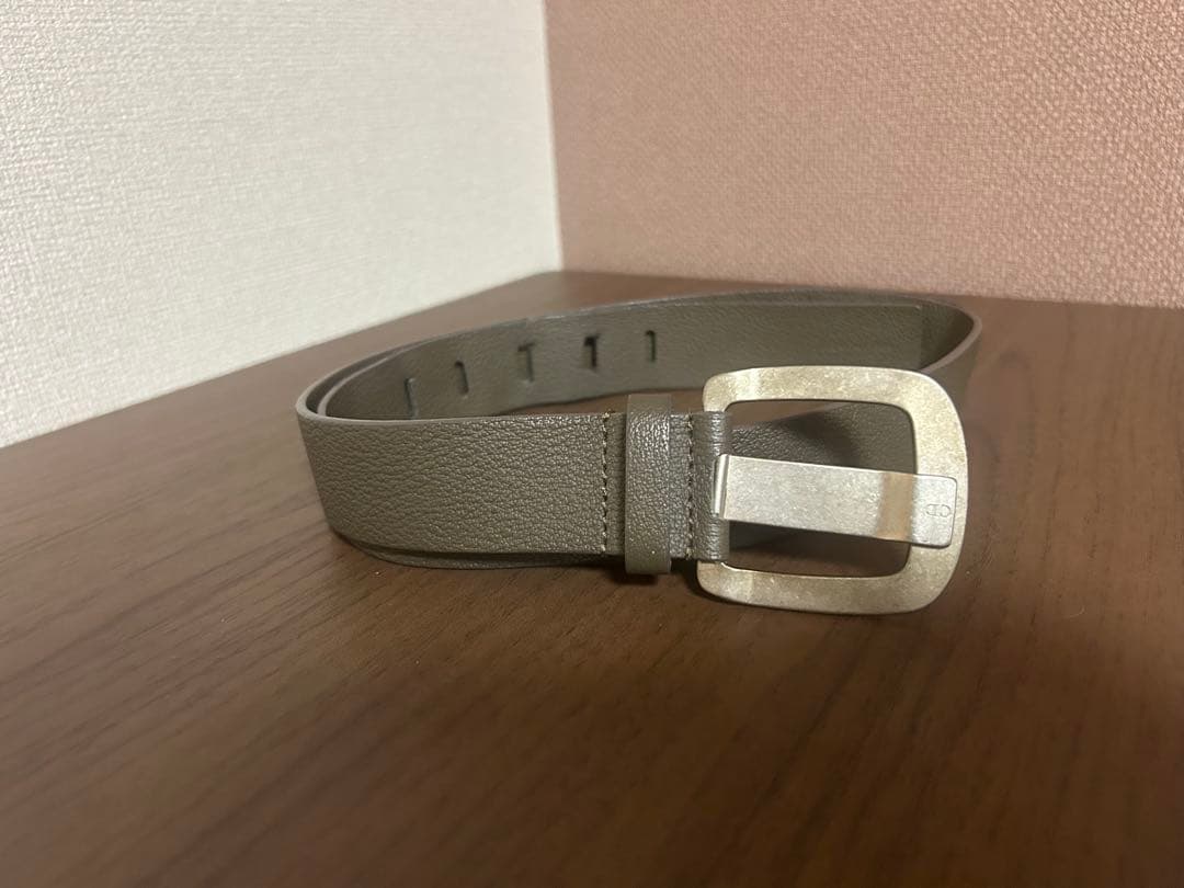 dior homme ディオール　85 グレージュレザー ベルト メタルバックル