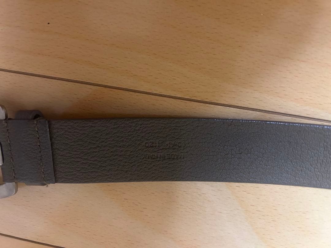 dior homme ディオール　85 グレージュレザー ベルト メタルバックル