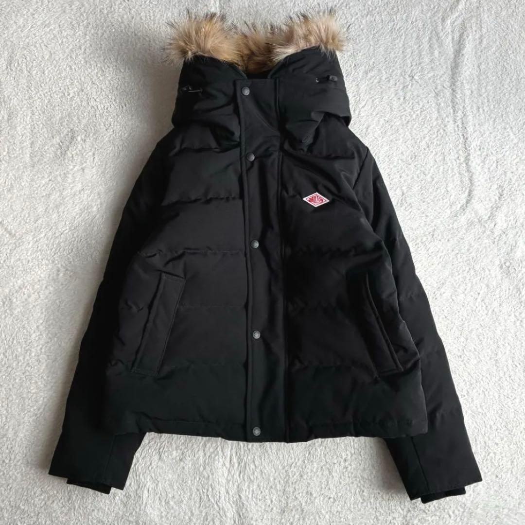 美品 ダントン Bshop ダウンジャケット 黒 ファーフード付き レディース