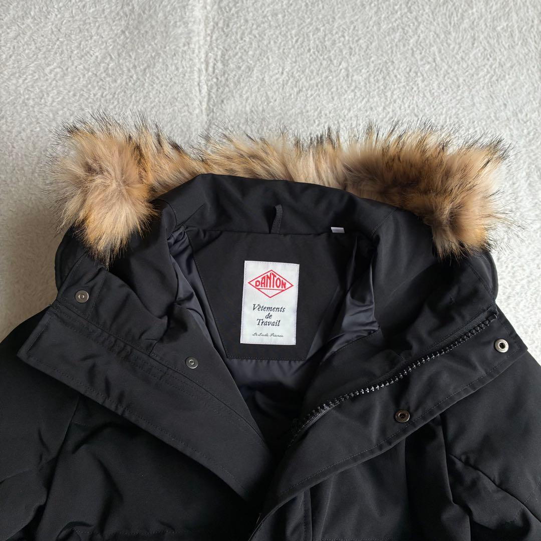 美品 ダントン Bshop ダウンジャケット 黒 ファーフード付き レディース
