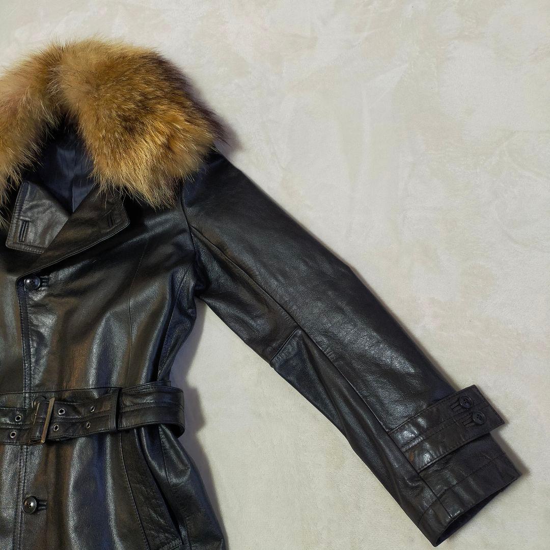 TORNADO MART　リアルファー　バッファローレザー　ロングコート　L