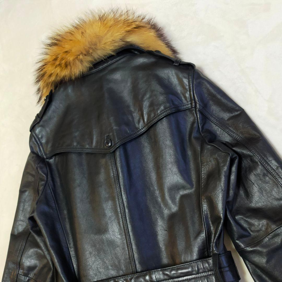 TORNADO MART　リアルファー　バッファローレザー　ロングコート　L