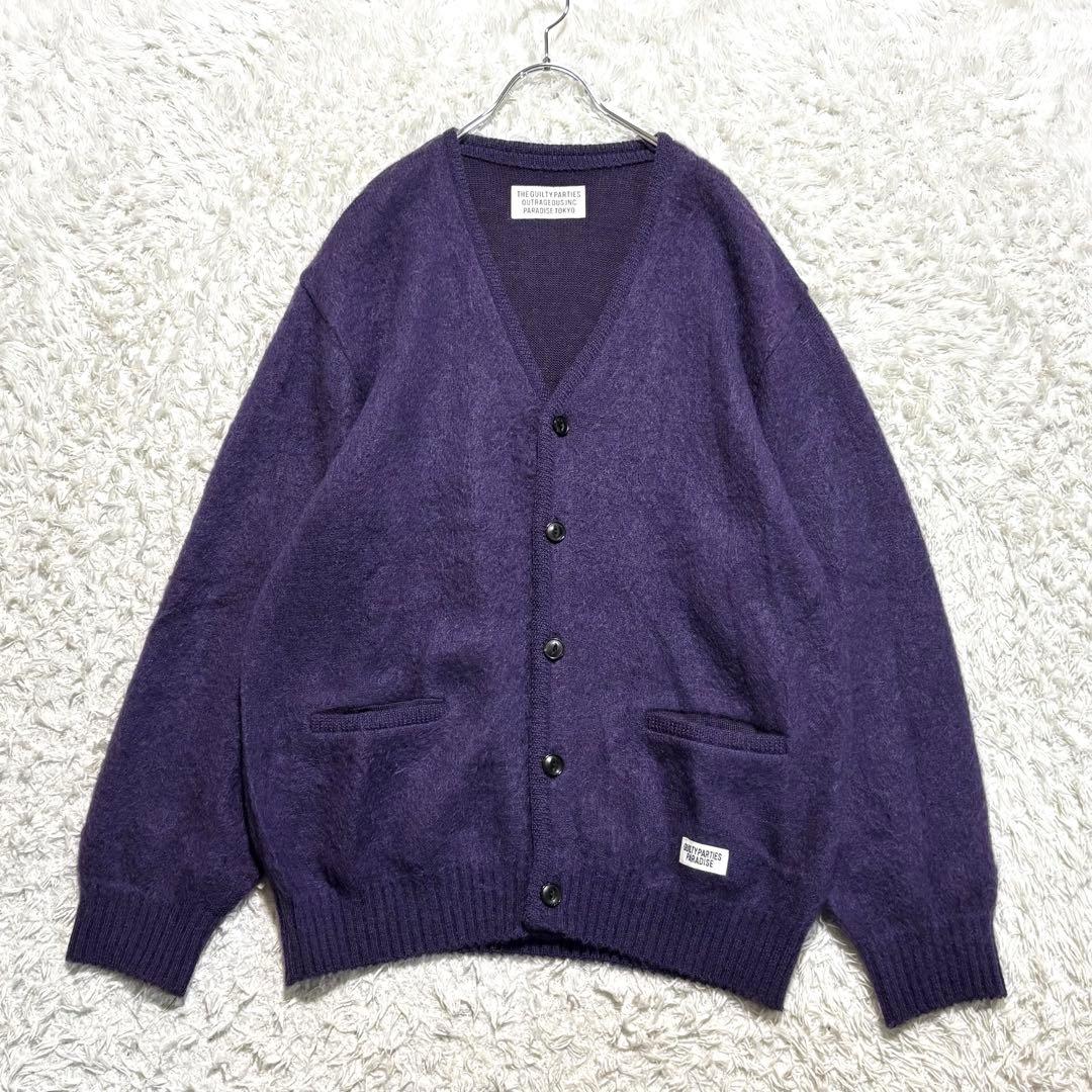 【美品】 ワコマリア プレミアム モヘア ニット カーディガン パープル L