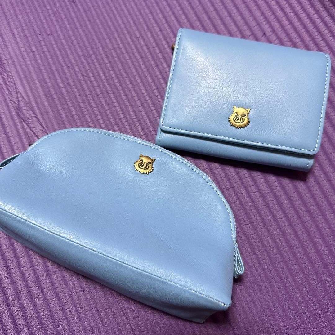 鬼滅の刃 嘴平伊之助 レザー 二つ折り 財布 ポーチ セット プレミアムバンダイ