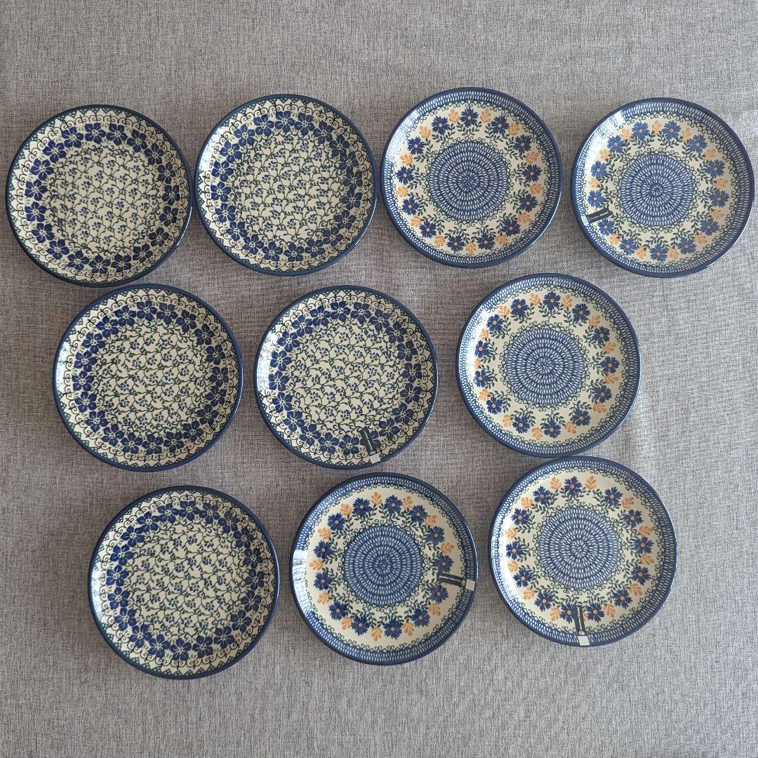 10枚セット皿20cm ＊和洋お料理合わせやすいポーリッシュポタリー 　花柄
