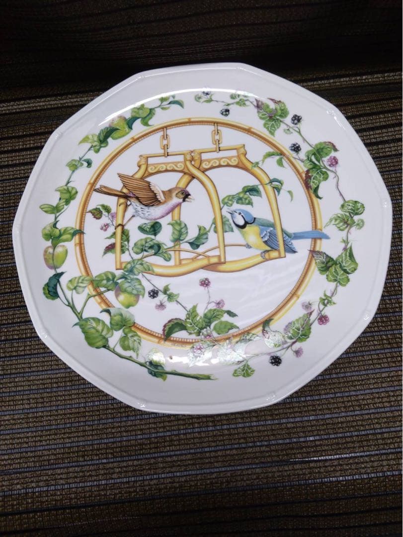 HERMES L'ETRIER PERCHOIR 大皿 34cm 小鳥柄
