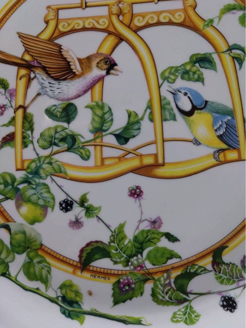 HERMES L'ETRIER PERCHOIR 大皿 34cm 小鳥柄