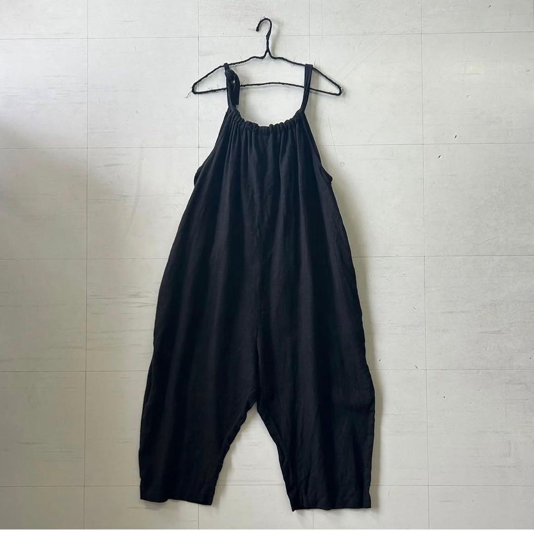 kubosanmade ゆったりパンツのサロペット（ブラック）