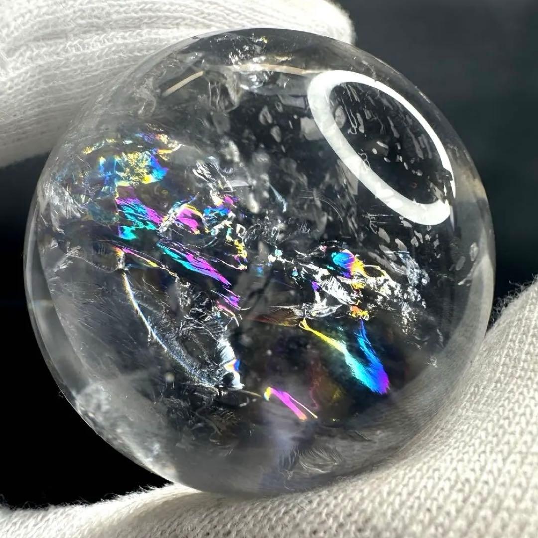 ヒマラヤ水晶 丸玉 虹入り 天然石 パワーストーン☆パワー浄化 A870