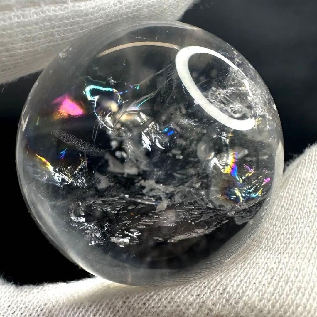 ヒマラヤ水晶 丸玉 虹入り 天然石 パワーストーン☆パワー浄化 A870